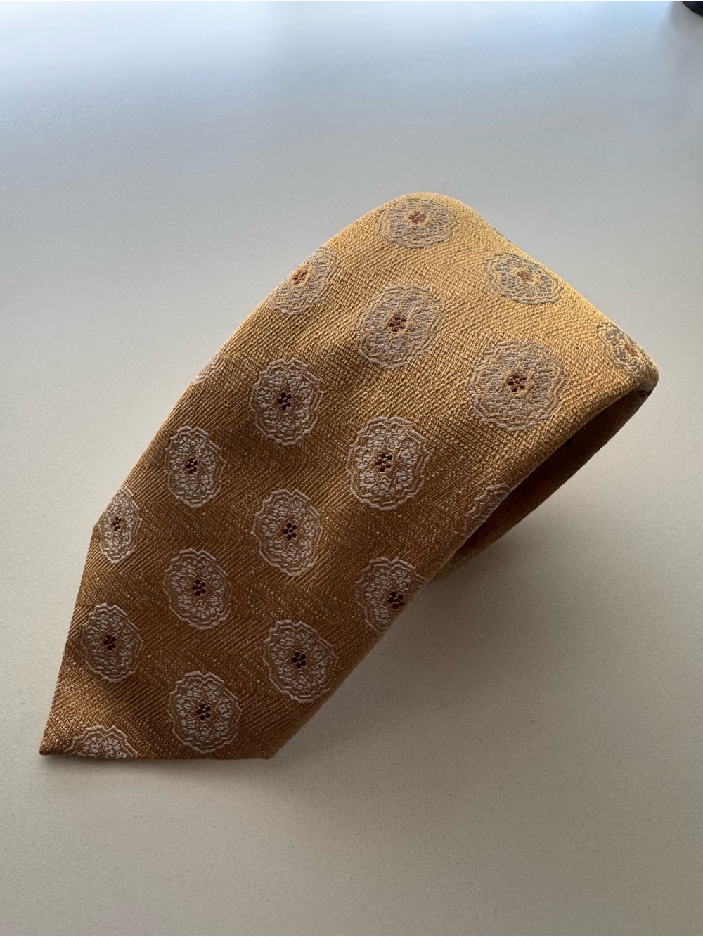 Emanuel Ungaro Brown-Gold Medallion Silk Tie
